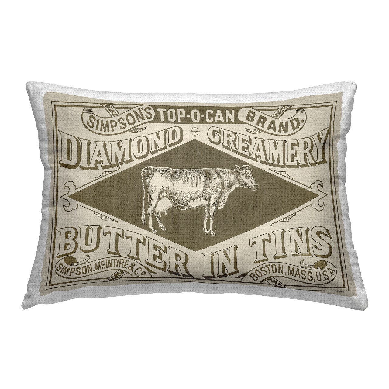 Vintage Creamery Advertisement Outdoor Printed Pillow Design by Daphne Polselli, 14 x 7 x 20